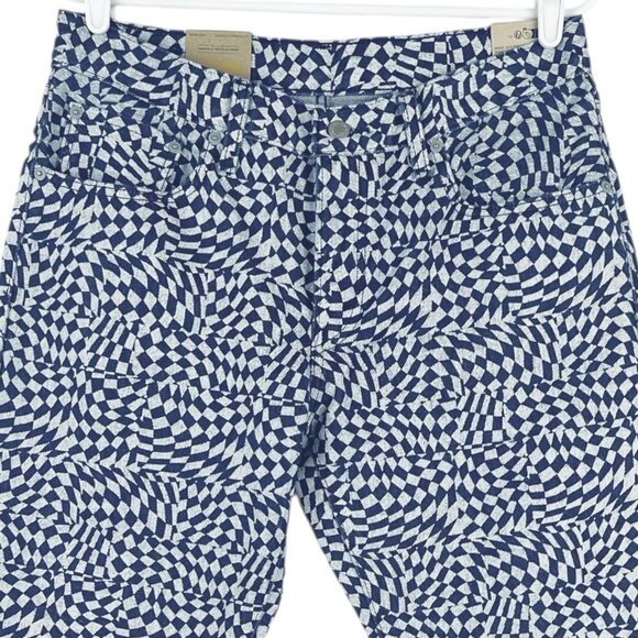 Levi's Women's Middy Straight Geometric Blue White Denim Jeans 30x30 Cotton NWT - Picture 3 of 14